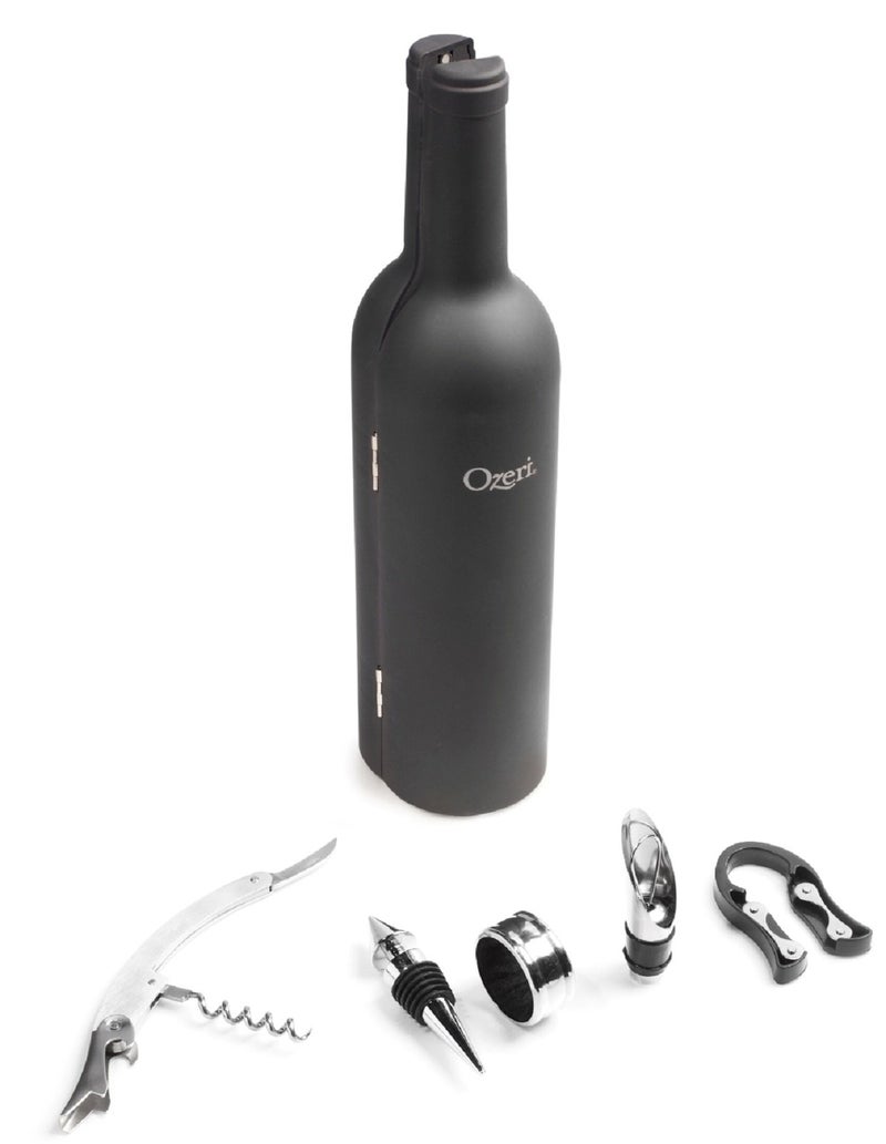 Ozeri 5-Piece Wine Bottle Corkscrew & Accessory Set, Black - Image 3